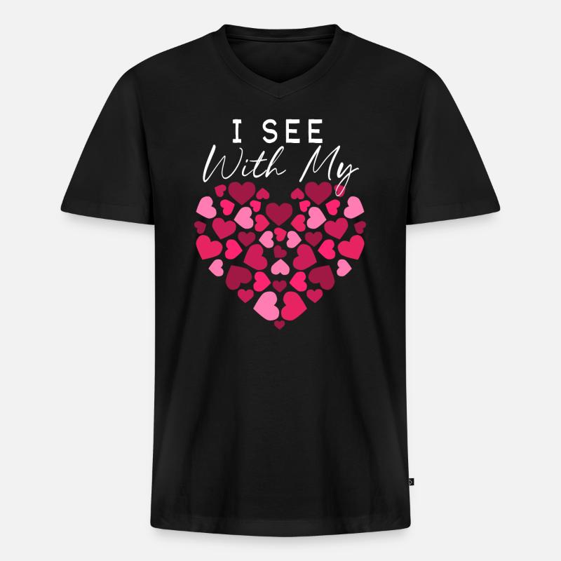 Braille Herz Sehbehinderung Blinder - Männer Premium Bio T-Shirt mit V-Ausschnitt - Schwarz