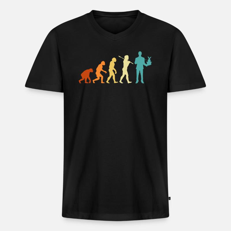 Magier Evolution Magie Zauberei - Männer Premium Bio T-Shirt mit V-Ausschnitt - Schwarz