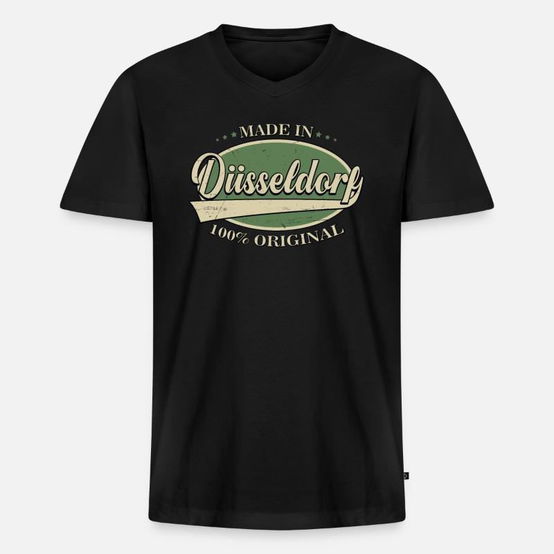 Made In Düsseldorf - Männer Premium Bio T-Shirt mit V-Ausschnitt - Schwarz