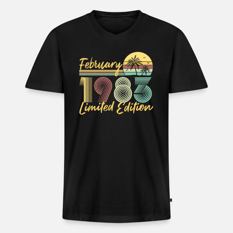 February 1983 Limited Edition - Männer Premium Bio T-Shirt mit V-Ausschnitt - Schwarz