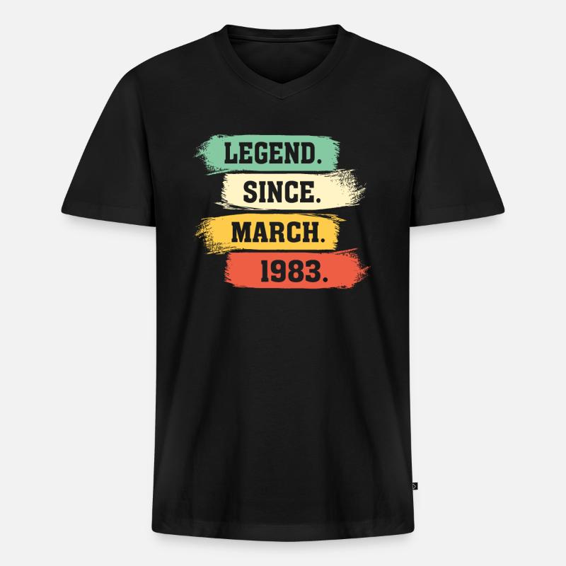 Legend Since March 1983 - Männer Premium Bio T-Shirt mit V-Ausschnitt - Schwarz