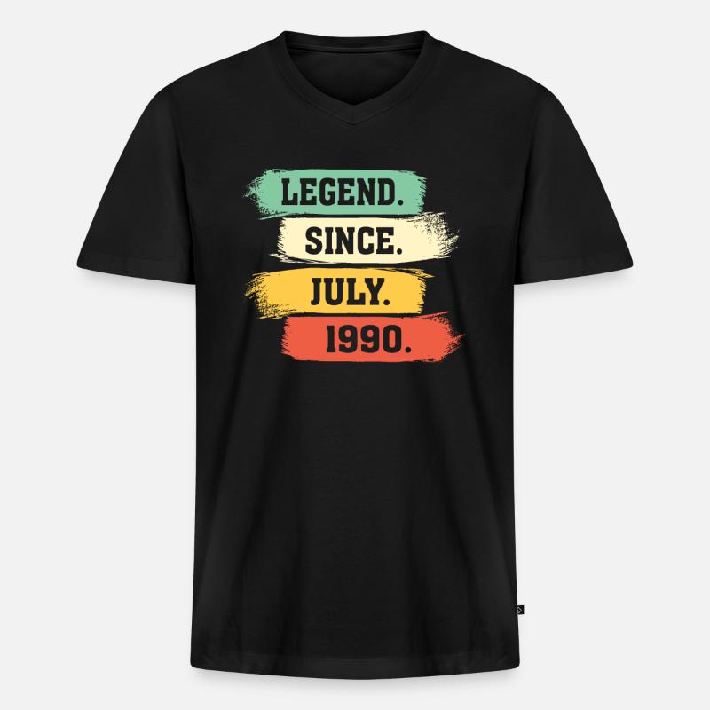 Legend since July 1990 - Männer Premium Bio T-Shirt mit V-Ausschnitt - Schwarz