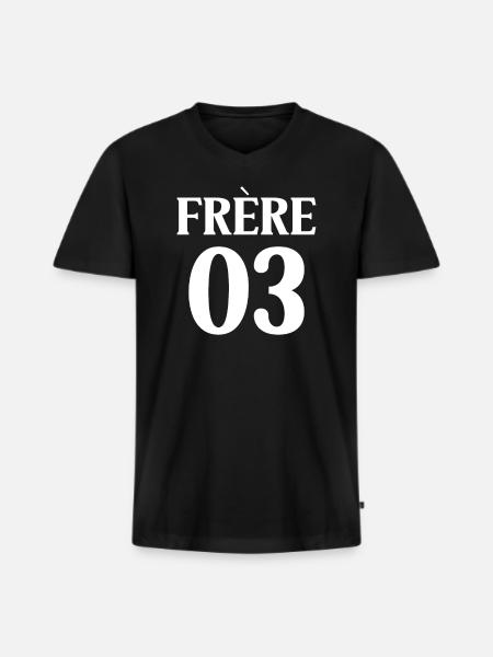 Frère 03 - T-shirt encolure en V Premium bio Homme - noir