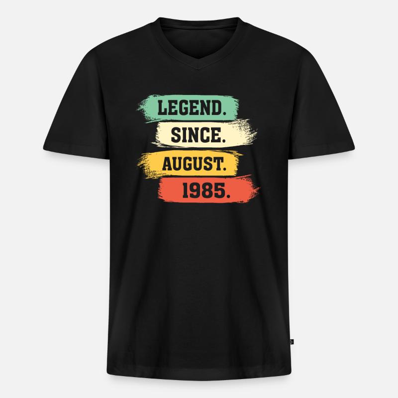 Legend since August 1985 - Männer Premium Bio T-Shirt mit V-Ausschnitt - Schwarz