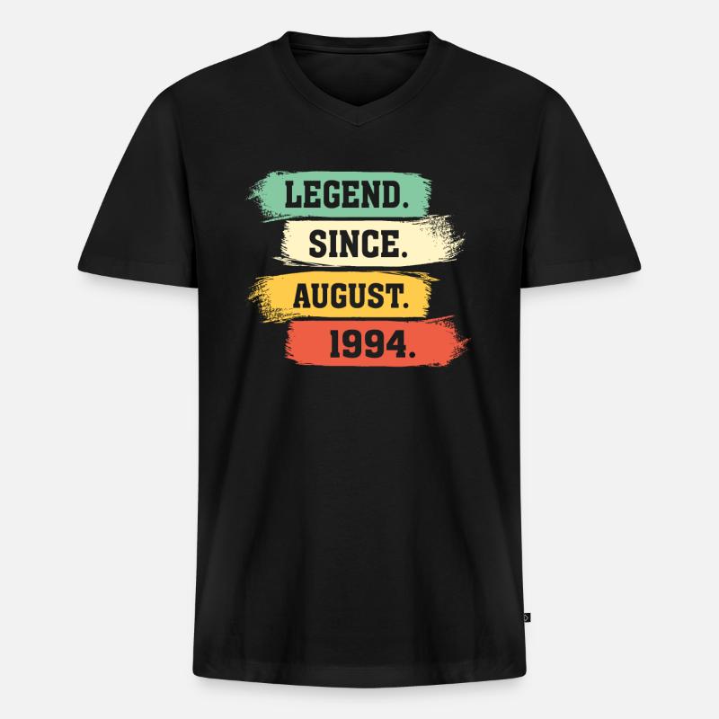 Legend since August 1994 - Männer Premium Bio T-Shirt mit V-Ausschnitt - Schwarz