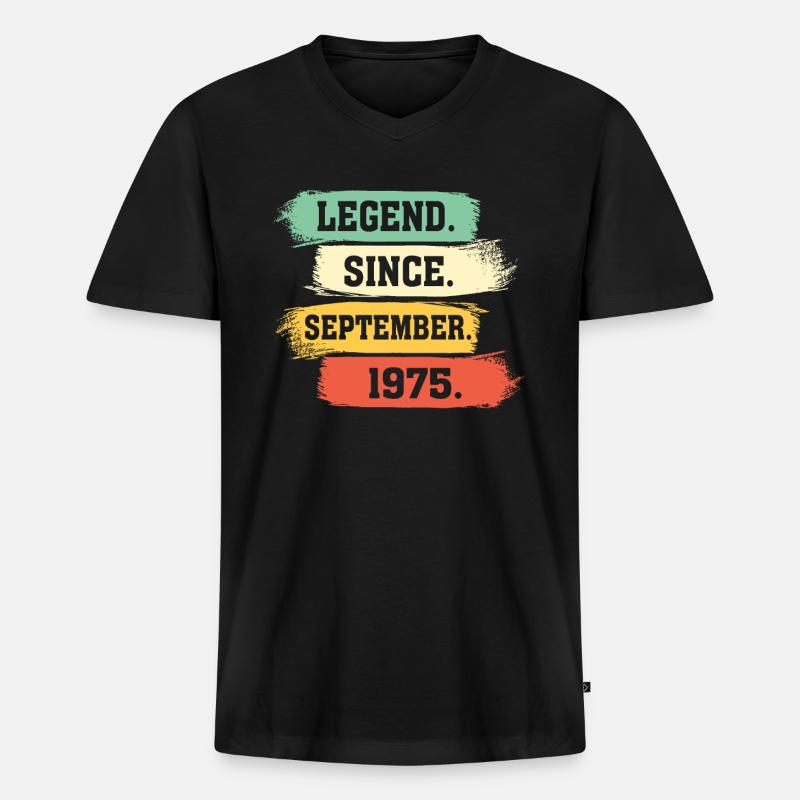 Legend since September 1975 - Männer Premium Bio T-Shirt mit V-Ausschnitt - Schwarz