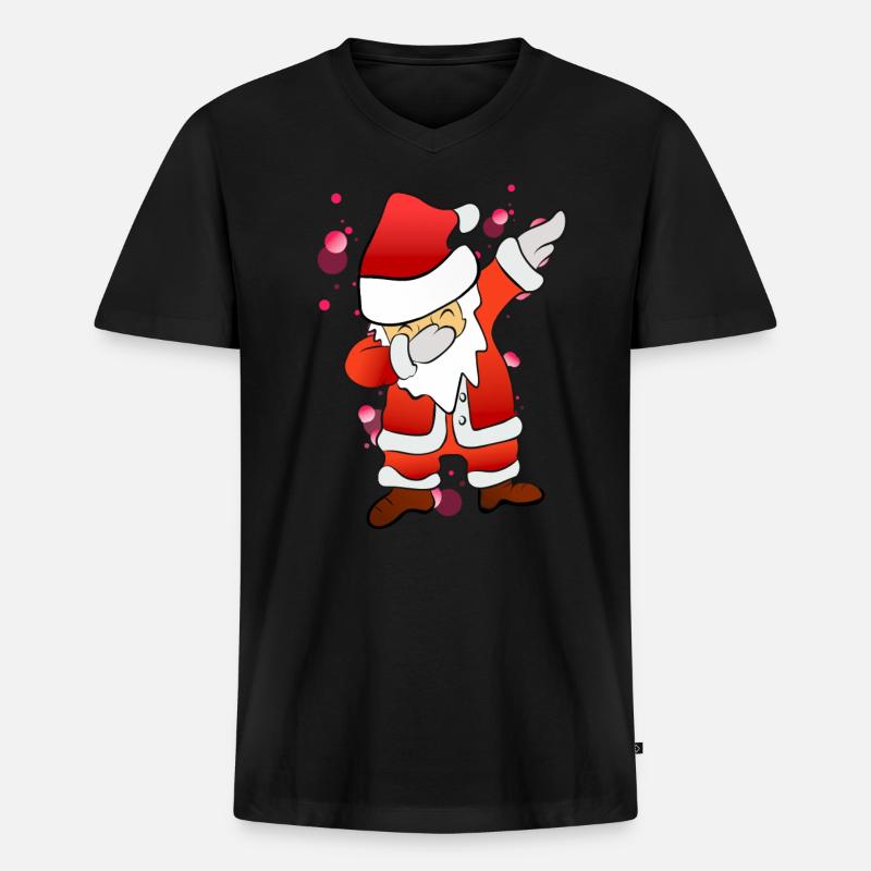 Dabbing Nikolaus - Männer Premium Bio T-Shirt mit V-Ausschnitt - Schwarz