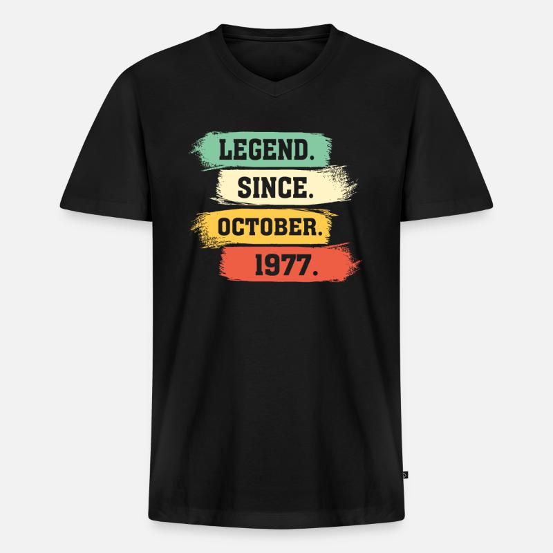 Legend since October 1977 - Männer Premium Bio T-Shirt mit V-Ausschnitt - Schwarz