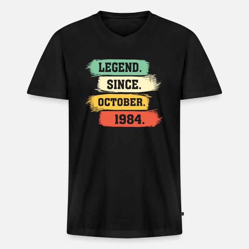 Legend since October 1984 - Männer Premium Bio T-Shirt mit V-Ausschnitt - Schwarz