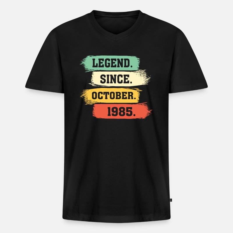Legend since October 1985 - Männer Premium Bio T-Shirt mit V-Ausschnitt - Schwarz
