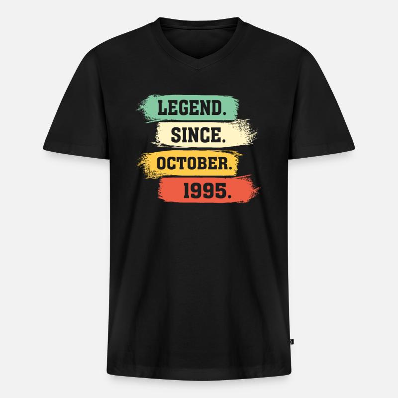 Legend since October 1995 - Männer Premium Bio T-Shirt mit V-Ausschnitt - Schwarz