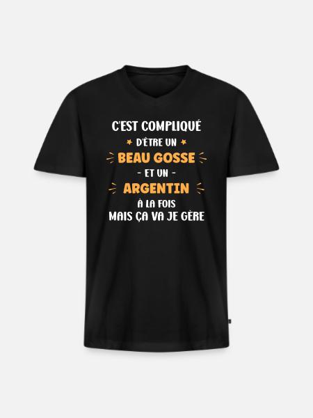Beau gosse Argentin - T-shirt encolure en V Premium bio Homme - noir