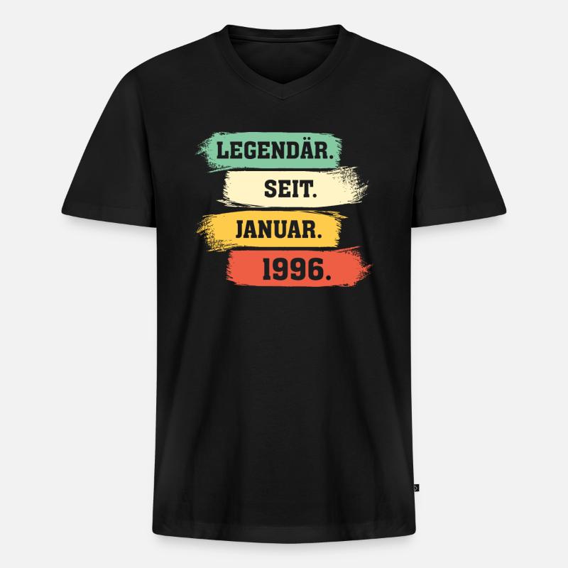 Legendär Seit Januar 1996 - Männer Premium Bio T-Shirt mit V-Ausschnitt - Schwarz