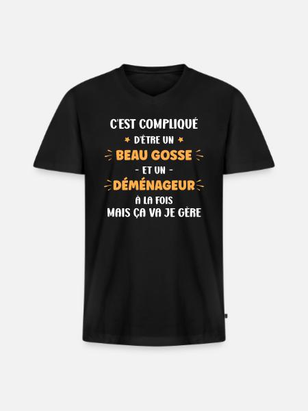 déménageur - T-shirt encolure en V Premium bio Homme - noir