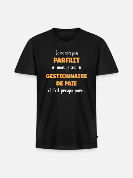 gestionnaire de paie - T-shirt encolure en V Premium bio Homme - noir