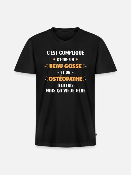 ostéopathe - T-shirt encolure en V Premium bio Homme - noir