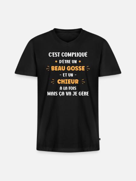 Chieur - T-shirt encolure en V Premium bio Homme - noir