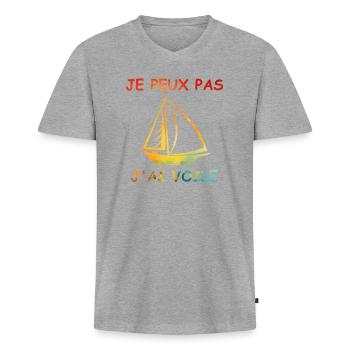 Je peux pas j'ai voile - T-shirt encolure en V Premium bio Homme - gris chiné - Devant