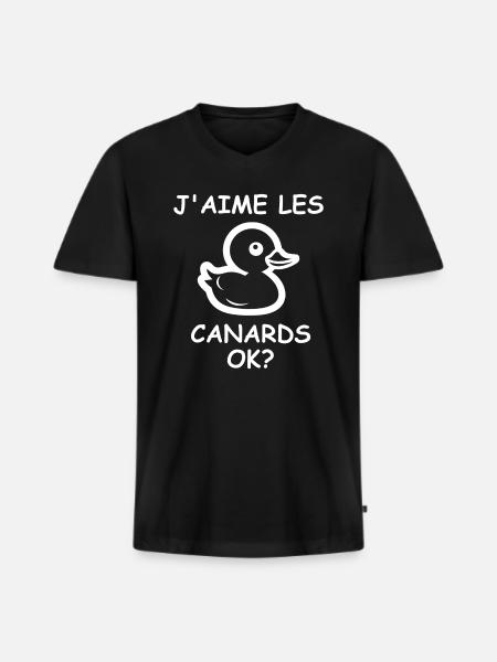 J'aime les canards - T-shirt encolure en V Premium bio Homme - noir
