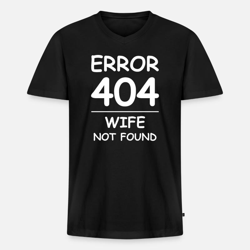 Ehefrau nicht gefunden Fehler 404 - Männer Premium Bio T-Shirt mit V-Ausschnitt - Schwarz
