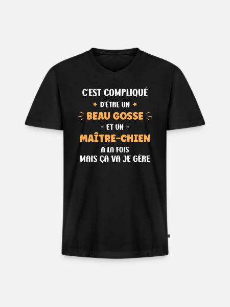 Maitre chien - T-shirt encolure en V Premium bio Homme - noir