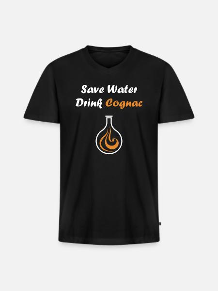 Save water drink cognac - T-shirt encolure en V Premium bio Homme - noir