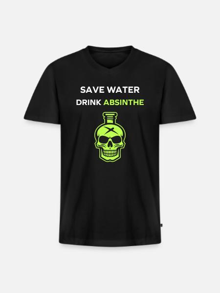Save water drink absinthe - Men's Premium Organic T-shirt with V-neck - black