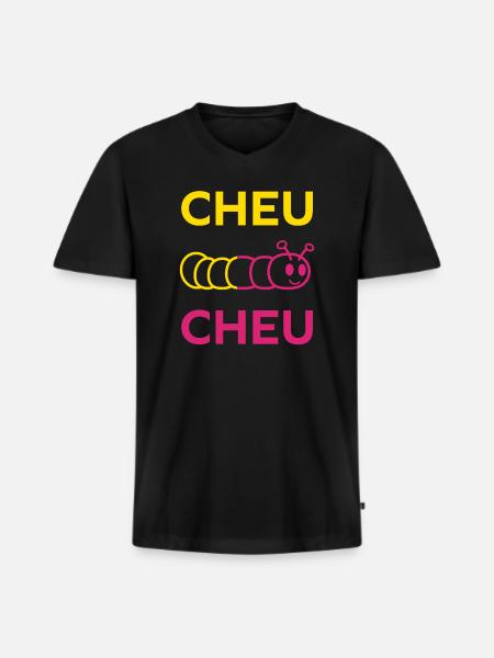 cheu cheu - T-shirt encolure en V Premium bio Homme - noir