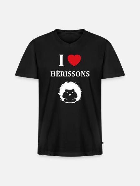 Hérisson - T-shirt encolure en V Premium bio Homme - noir