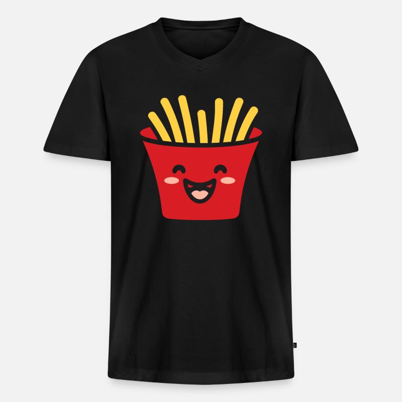 Pommes frites - Männer Premium Bio T-Shirt mit V-Ausschnitt - Schwarz