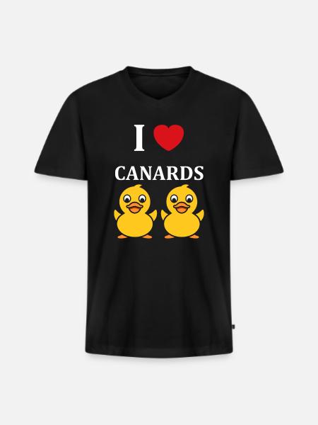 Petit canard - T-shirt encolure en V Premium bio Homme - noir
