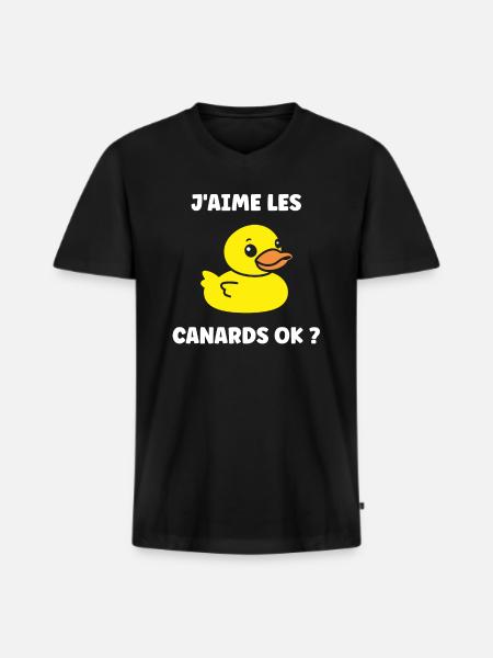 J'aime les canards - T-shirt encolure en V Premium bio Homme - noir