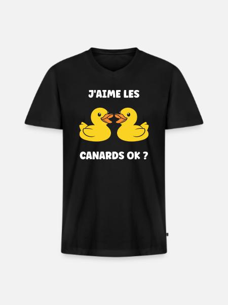 J'aime les canards - T-shirt encolure en V Premium bio Homme - noir