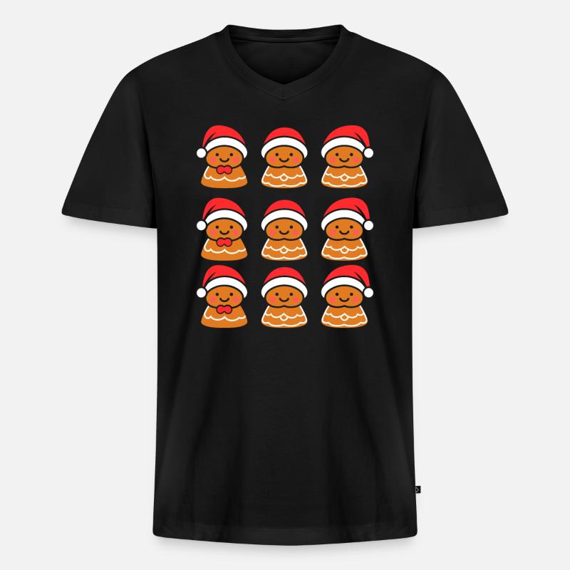 Lebkuchenmann - Männer Premium Bio T-Shirt mit V-Ausschnitt - Schwarz