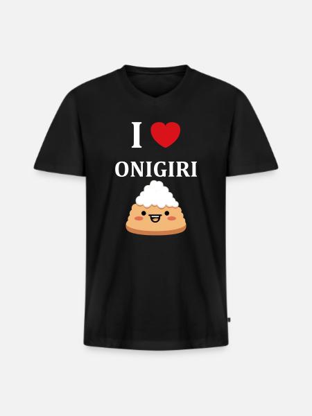 Onigiri japonais - T-shirt encolure en V Premium bio Homme - noir
