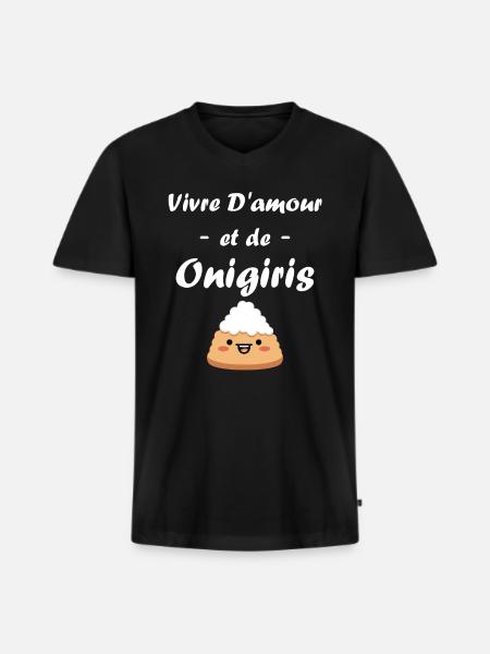 Onigiri japonais - T-shirt encolure en V Premium bio Homme - noir