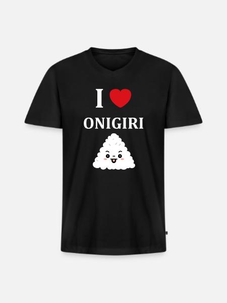 Onigiri japonais - T-shirt encolure en V Premium bio Homme - noir