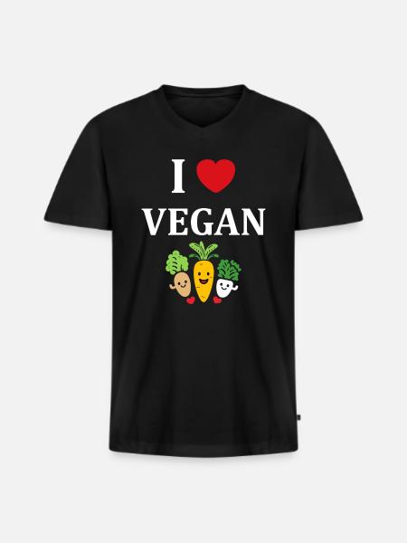 Humorous little vegan vegetables - Men's Premium Organic T-shirt with V-neck - black