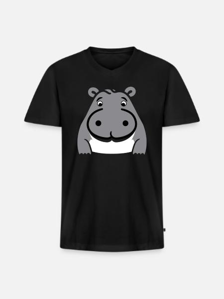 Love Little Hippopotamus - Men's Premium Organic T-shirt with V-neck - black