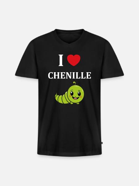 Chenilles insecte Amour petite chenille - T-shirt encolure en V Premium bio Homme - noir