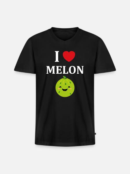 Fruit Humour petit Melon - T-shirt encolure en V Premium bio Homme - noir