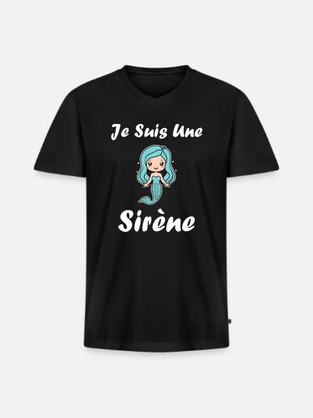 Enfant citation sirène - T-shirt encolure en V Premium bio Homme - noir