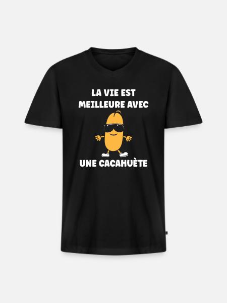 Cacahuètes Humour petite cacahuète - T-shirt encolure en V Premium bio Homme - noir