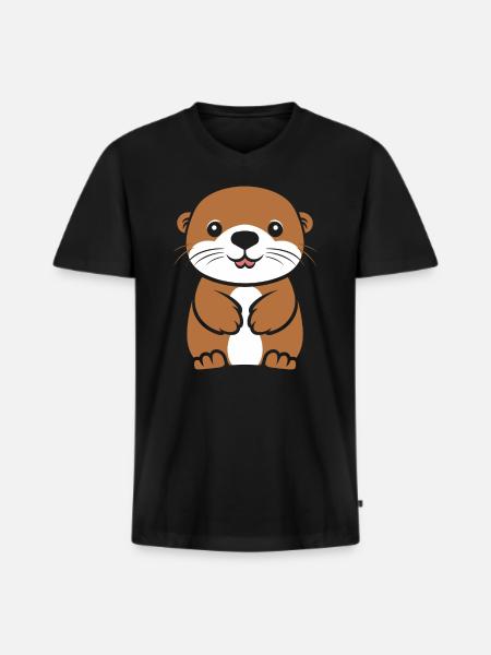 Humor Little Otter - Men's Premium Organic T-shirt with V-neck - black