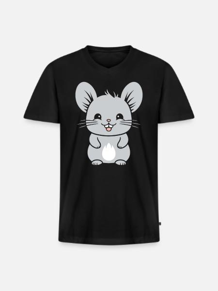 Cute little chinchilla - Men's Premium Organic T-shirt with V-neck - black