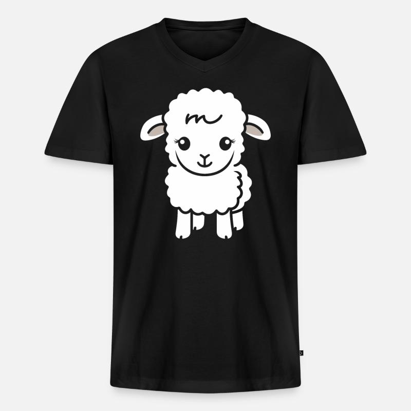 Baby Schaf Kleines Mutterschaf - Männer Premium Bio T-Shirt mit V-Ausschnitt - Schwarz