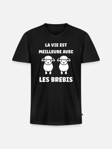 Bébé mouton petit brebis - T-shirt encolure en V Premium bio Homme - noir