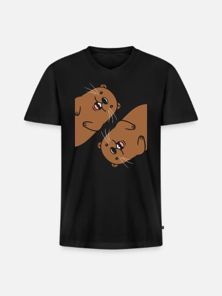 Little Beaver Humor - Men's Premium Organic T-shirt with V-neck - black