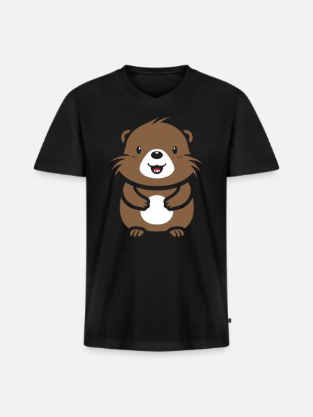 Little Beaver Humor - Men's Premium Organic T-shirt with V-neck - black