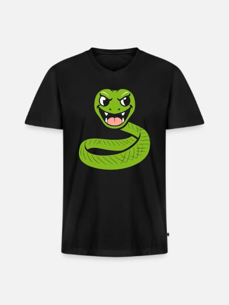 Humour petit serpent - T-shirt encolure en V Premium bio Homme - noir